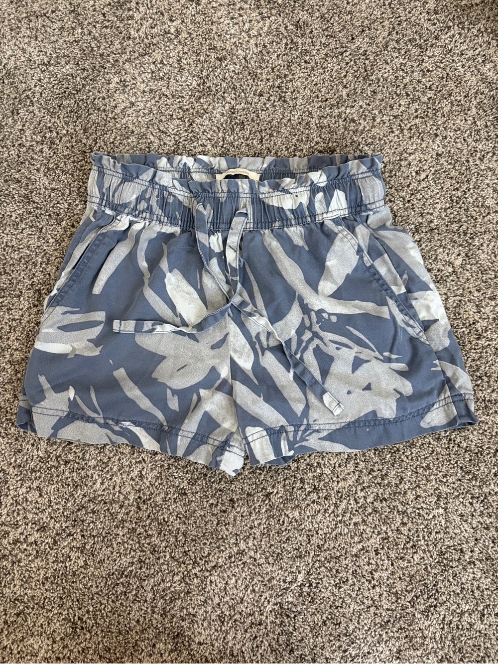 Cynthia Rowley Women  Blue Floral Print Drawstring Shorts XS